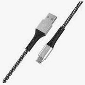 Cabo Carregador USB x Tipo C Nylon Trançado 1,20 metros ESC05BK Geonav