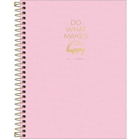 Caderno Espiral Capa Dura Colegial 160 Folhas Happy Tilibra - Rosa