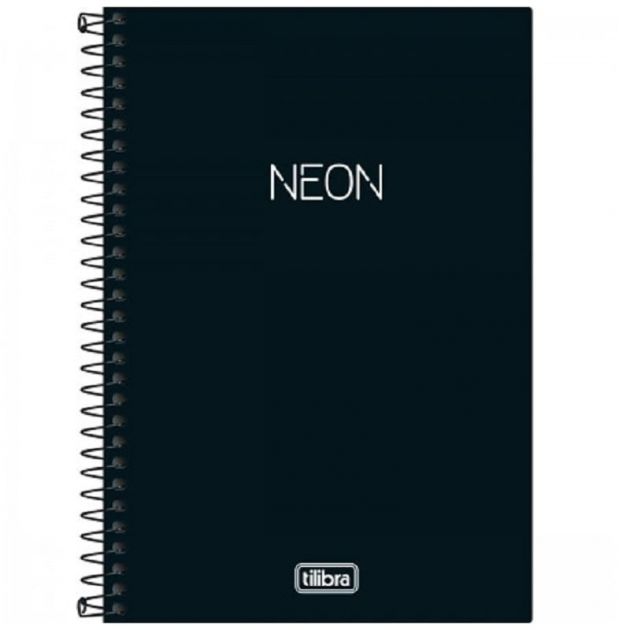 Caderno Espiral Capa Flexível  1/4 80 Folhas Tilibra Preto Neon Sem Pauta