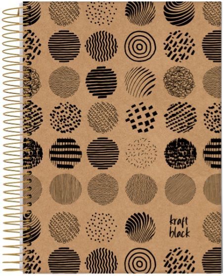 Caderno Universitário Espiral Capa Dura 80 Folhas Kraft Black Jandaia *Capas Sortidas* *Unidade*