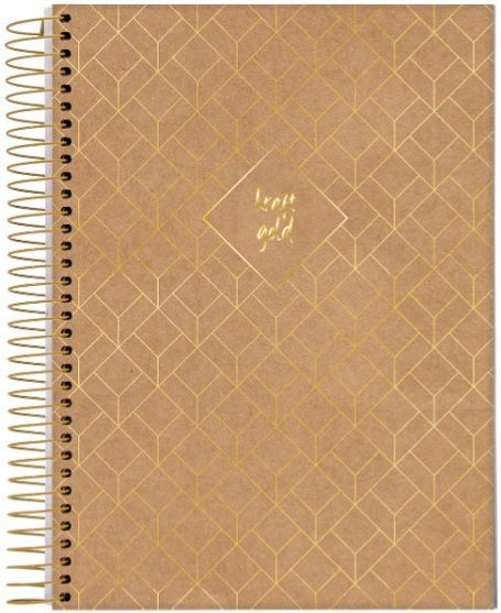 Caderno Universitário Espiral Capa Dura 80 Folhas Kraft Gold Jandaia *Capas Sortidas* *Unidade*