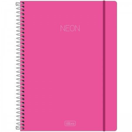 Caderno Universitário Espiral Capa Dura 80 Folhas Neon Rosa Tilibra