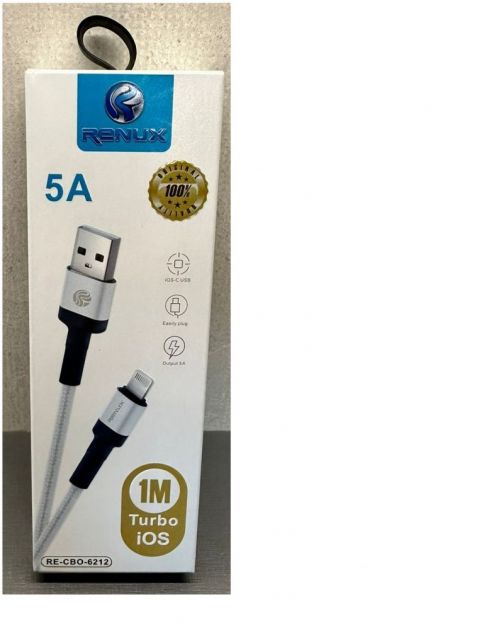 Cabo Carregador USB para Lightning 5.0A 1,00 metro RE-CBO-6212 Renux *Cores Sortidas* *Unidade*