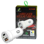 Carregador Veicular com 1 porta USB 45W e 1 porta Tipo C 30W XC-V16USB Branco X-Cell