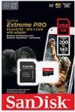 Cartão de Memória Micro SD Extreme Pro Class V30 A2 256GB. SDSQXCD-256G-GN6MA com Adaptador Sandisk