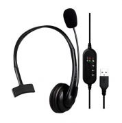 Headset Monoauricular Fortrek Office Ref.FK731A Conector USB Fone e Microfone Preto