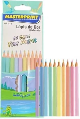 Lápis de Cor Masterprint Sextavado com 10 Cores Tom Pastel MP713