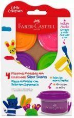 Massa para Modelar Little Creatives Neon 4 unidades + Acessorios 370845 Faber-Castell