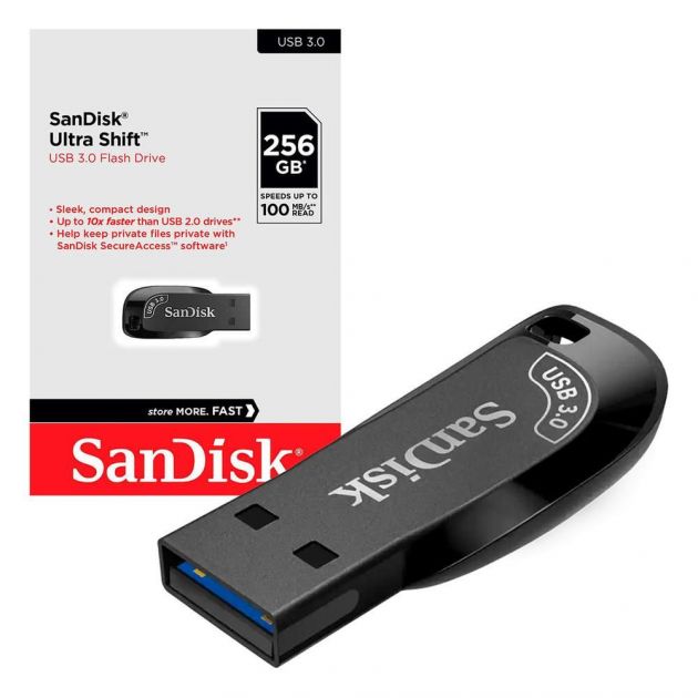 Pen Drive 256gb Sandisk Ultra Shift 3.0 Preto